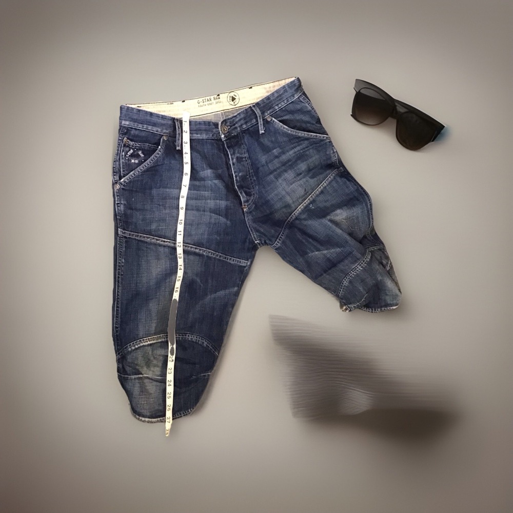 Vintage G Star Custom Capri Biker Jean Shorts Size 36 - Picture 6 of 8